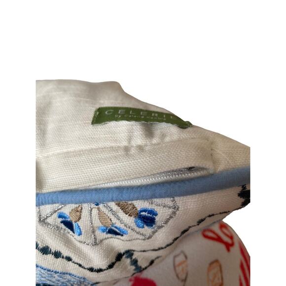 Celerie By Kemble Square Pillow Perigold Designer 20” Duck Feathers India Blue - Picture 8 of 9